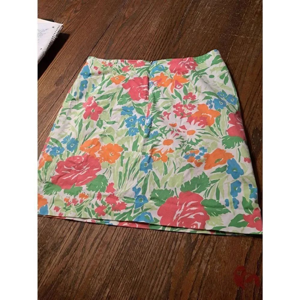 Lauren Ralph Lauren Floral Mini Skirt Size 14 White Blue Green Pink Orange